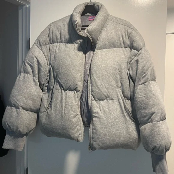 edikted jersey gray puffer jacket - Picture 4 of 7